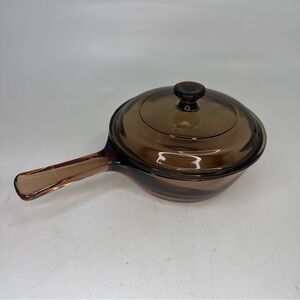 Corning Ware Visions Amber .5 L Sauce Pan w/ Pyrex Lid Small Pot